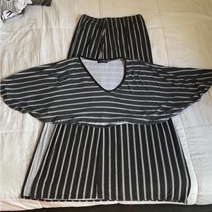 striped skirt crop too set